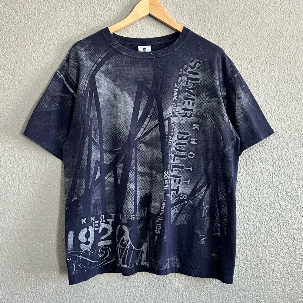 Knott’s Berry Farm XL Silver Bullet AOP Roller Coaster Cedar Fair Short Sleeve